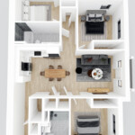 3BD, 2BA Unit with Balcony (Floor Plan C1)