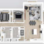 5BD, 3BA Unit with Balcony (Floor Plan E1-a)