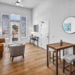 One Bedroom Unit Living Room and Porch/Balcony