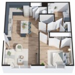 1 BD, 1BA unit to Breezeway